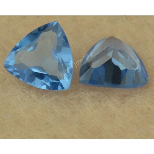 Sale 3x3~10x10mm 119# Blue Spinel Sapphires Stone Triangle Trillion Shape Cut Loose Synthetic Gems For Jewelry Making DIY Beads