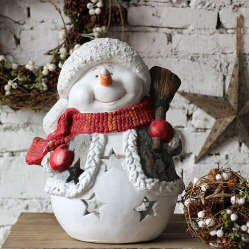 CHRISTMAS SNOWMAN CANDLESTICK DECORATION WITH BROOM WINDOW DISPLAY SHOP DECORATION CHILDS GIFT