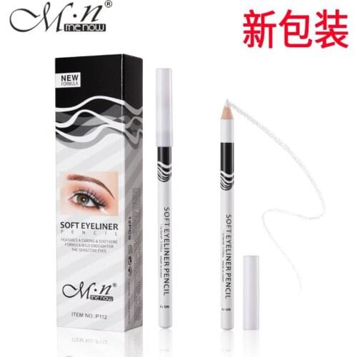 Menow P112 Wooden Pole White Silk Slippery Silkworm Eye Liner Pen Matte Female Student Eyelid Makeup Cosmetic Gift for Women