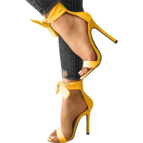 SAGACE High Heel Solid Color Sexy Sandals Summer Ladies Sexy Bufferfly Thin High Heel Sandals Womens Fashion Bow Flat Head