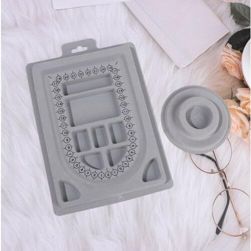DIY Gray Flocked Bead Board For Bracelet Necklace Beading Jewelry Making Organizer Tray Design Craft Measuring Tool Accessories