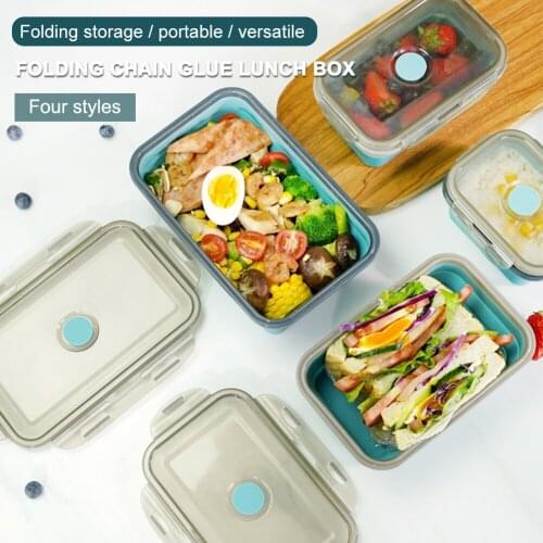 Silicone Lunch Box Foldable Microwave Oven Bento Lunchbox Kitchen Home School Picnic Camping Food Storage Container Accessories
