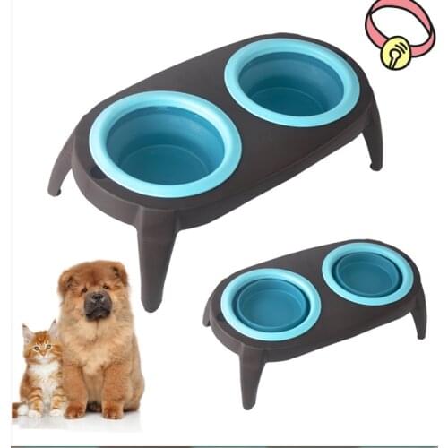 Double Cat Bowl Dog Bowl Foldable Eco Pet Silicone Feeding Cat Water Bowl For Cats Food Pet Bowls For Dogs Feeder Product Supply