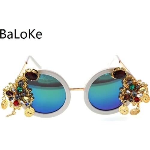 Baroque vintage Full Frame Round Sunglasses Women Classical Retro Sun Glasses For Sexy Female Birthday Party Gifts
