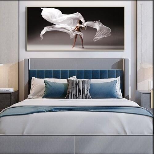 Modern Nordic Black And White Photography Dance Woman Silk Scarf Banners Poster Canvas Painting Wall Art Picture Home Decoration