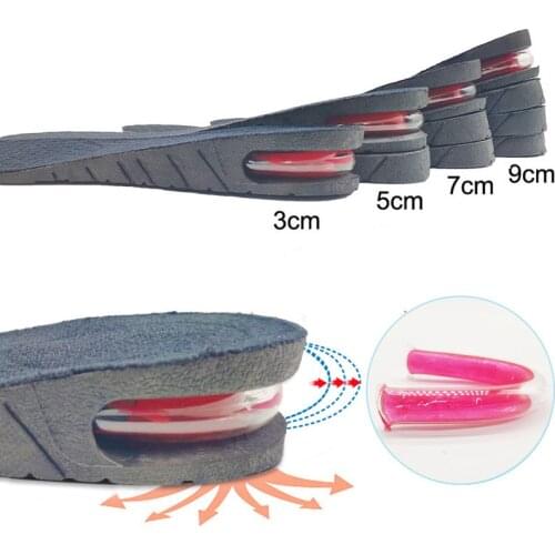 3-9cm Height Increase Insoles With Air Cushion Height Lift Adjustable Cut Shoe Heel Insert Taller Support Absorbant Foot Pad