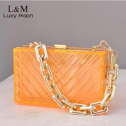Transparent Evening Clutch Purse Bag For Women Acrylic Designer Bag Solid Party Fashion Chain Small Purse And Handbag Sac X531H