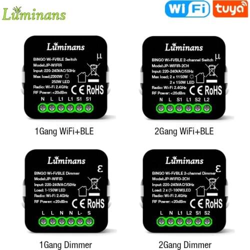 Luminans WiFi Bluetooth Smart Light Dimmer Module Mini Led light Switch For Home Life Tuya App Alexa Google with Voice Control