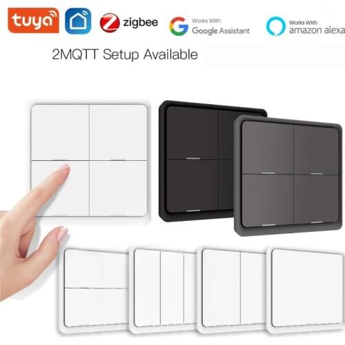 Tuya Smart Switch Zigbee 1/2/3/4 Gang Scene Switch Push Button Controller For Tuya Devices Remote Voice Control Works With Alexa