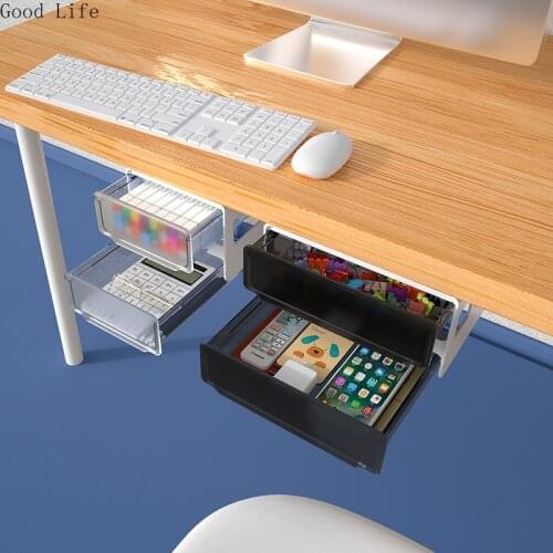 Under Desk Drawer Storage Box For Office Pen Holder Hidden Sorting Box Kitchen Knife Fork Storage Tray Organizer