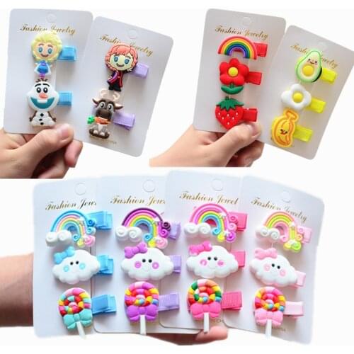 1Set Korean Childrens series Cartoon Rainbow Hair Clips Sweet Girls Hair Grips Hair Accessories HeadWear