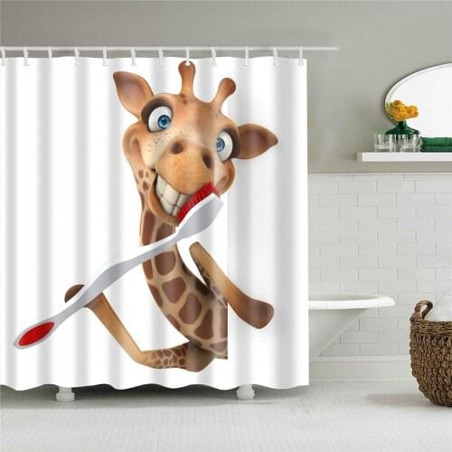 Shower Curtain Cute Giraffe Zebra Fabric Bathroom curtain Black And White Pure Cartoon Animal Waterproof Printed Curtain