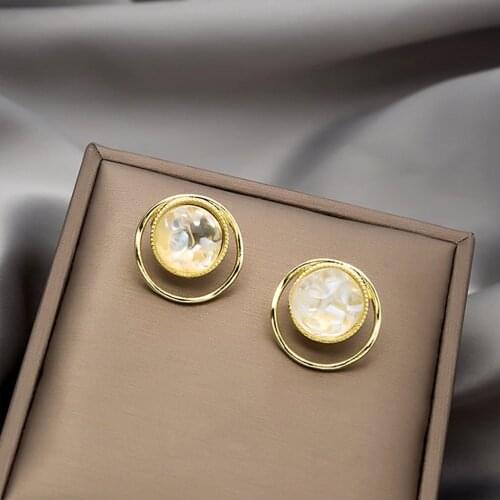 2021 New Trendy Irregular Circle Simulated Pearl Stud Earrings For Women Fashion Jewelry Party Elegant Pendientes