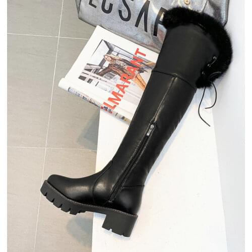 New winter style warm Knee high boots snow boots Women boots waterproof True fur Non-slip snow boots warm Women shoes Size 34-43