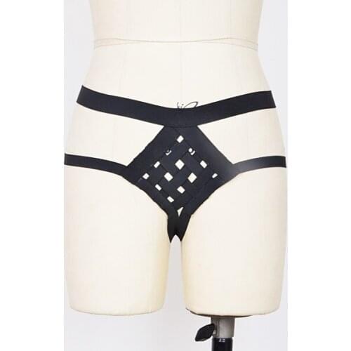 Women black female chastity belt Sexy lingerie harness Panties Handmade Exotic Appeal Gothic Harajuku bondage harness