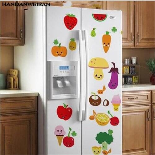 1PCS Cartoon Cute Food Refrigerator Wall Stickers For Kitchen Cabinet Door Tile Glass Wallpaper Home Decoration 45 * 60CM