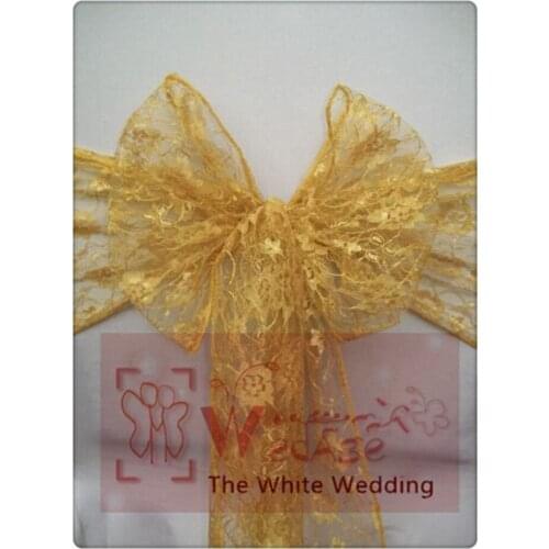 100pcs Lace chair sashes for Weddings Chair Bow /size 7"*108"/butterfly