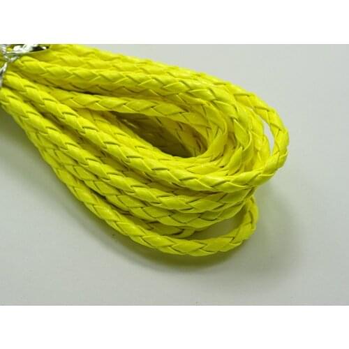 16.4 Feets Neon Yellow Braided Bolo Leatherette Jewelry Cord 4mm