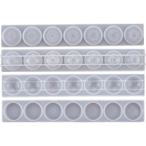 2Pc 7 Chakras Orgone Pendant Resin Casting Mold Round Reiki Metatron’s 7 Engraved Chakras Energy Crystals Epoxy Mold Kit