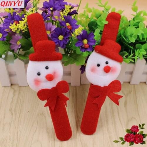 3pcs Christmas Ornaments Accessories 21cm Luminous Slap Bracelet New Year Santa Claus Hand Rings Child Toys 6ZHH080