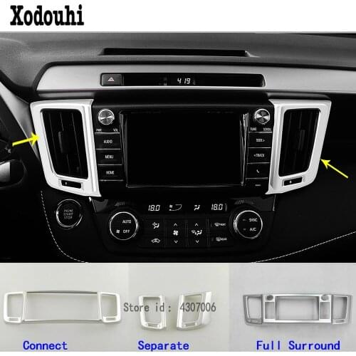 Car ABS chrome Switch vent outlet Middle air condition panel Control trim frame lamp For Toyota RAV4 2016 2017 2018