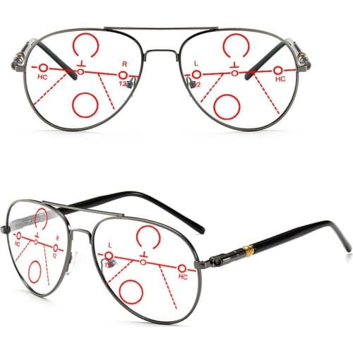 Oversized Telescopic Temples Pilot Progressive Multifocal Reading Glasses +0.75 +1 +1.25 +1.5 +1.75 +2 +2.25 +2.5 +2.75 To +4
