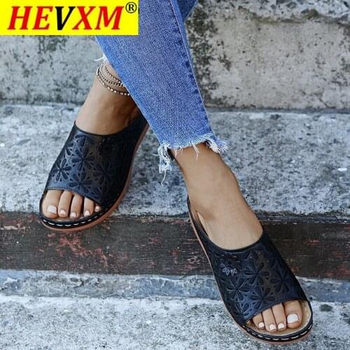 2021 Summer Women Wedge Sandals Premium Orthopedic Open Toe Sandals Vintage Anti-slip Leather Casual Female Platform Retro Shoes