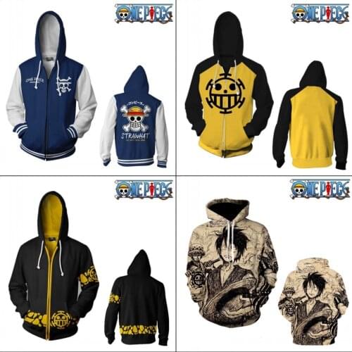 One Piece Hoodies Trafalgar Cosplay 3D Print Hoodies Sweatshirt Spring and Autumn Pullovers Anime Cartoon Hooded Jacket