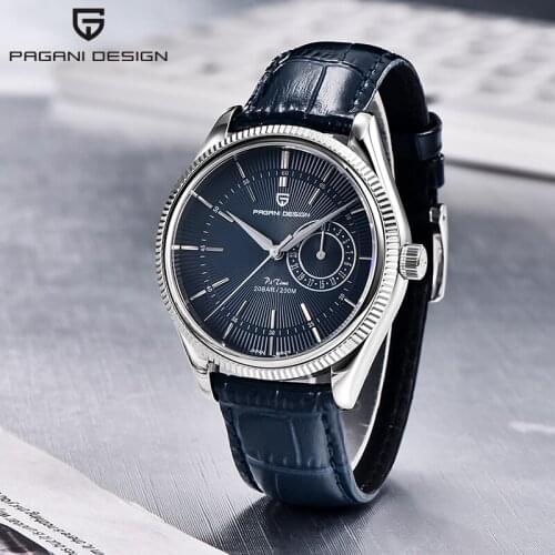 PAGANI DESIGN Men Japan VH65 Movement Quartz Wristwatches Top Brand Luxury Waterproof 200m Leather Men Watch Reloj masculino