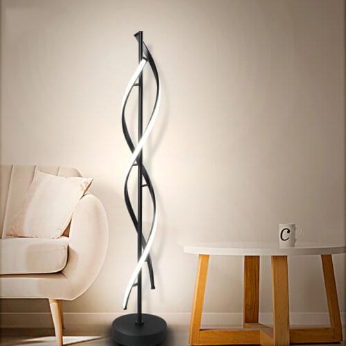 Black&White Creative LED Floor Lamps Dimmable Spiral Standing Lamp For Living room Dining room Bedroom Home Lighting Fixtures