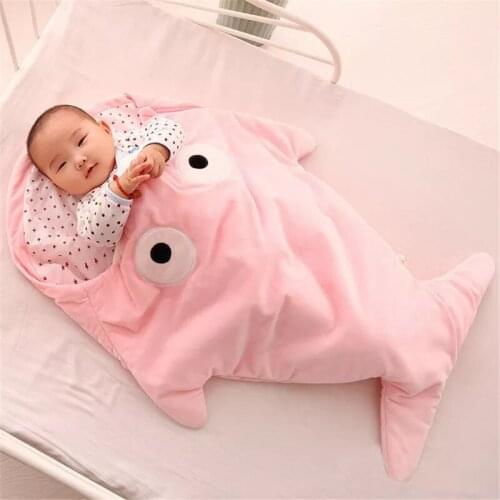 Kids Shark Shape Sleeping Bag Soft Cartoon Anti-kick Blanket Sweet Cartoon Sleeping Bags Newborn Baby Winter Warm Sleeping Bags