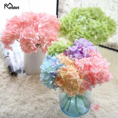 Artificial Hydrangea Silk Flowers Fabric Branch Flore for Home Wedding Faux Flowers Decor Table White Fake Flowers Plastic Stem