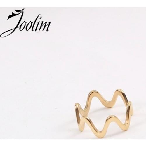 Joolim High End PVD Plated Stainless Steel Wave Rings Tarnish Free Jewelry