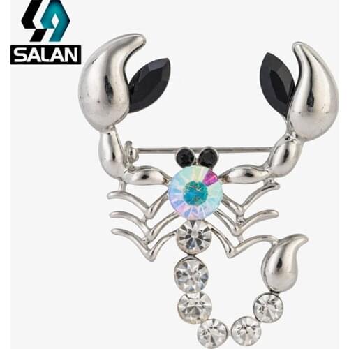 Korean version of the trend of personality fashion rhinestones scorpion brooch men and women general needle corsage wholesale
