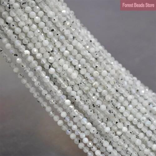 Natural Faceted Light Blue Labradorite Stone Round Loose Spacer Beads 2mm/3mm DIY Bracelet Necklace for Jewelry Making 15'' Inch