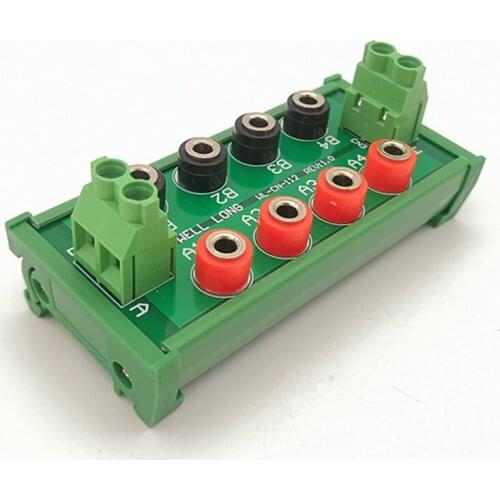 DIN Rail Mounting 2 x 4-Bit Banana Jack Power Distribution Module, DC Power Distribution Board