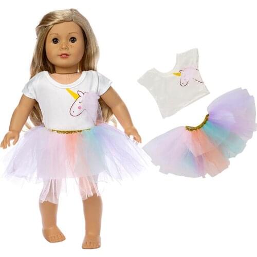 2021 New Pattern Pony Gauze Skirt Fit 18Inch American 43cm Baby Doll Clothes Accessories,Girls Toys,Generation