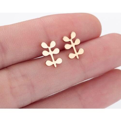 Chandler Stainless Steel Grass Earring Studs Posts Leaf Earrings Trendy Minimalism Leaves Brincos Party Fashion Jewelry Gift