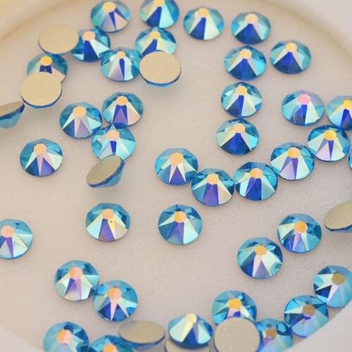 Non hotfix Rhinestone 2088 Crystal Strass 16 Cut Face Crystals Capri Blue AB ss20 4.6-4.8mm Nail Art Rhinestones