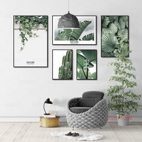Fresh Green Plant Nordic Poster Multi Combination Canvas Paintings For Living Room Home Decoration Wall Art Pictures No Frame