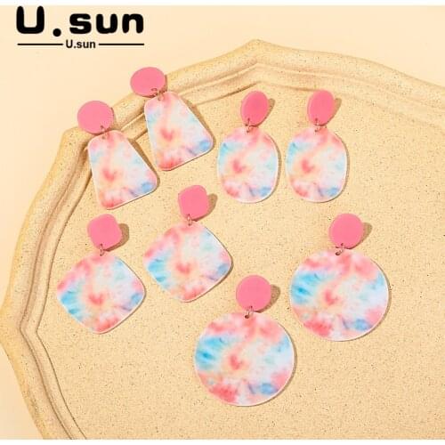U.sun Vintage Geometric Acrylic Earrings Set For Women Punk Dangle Drop Earrings 2021 Trend Set of Earrings Jewelry Earrings