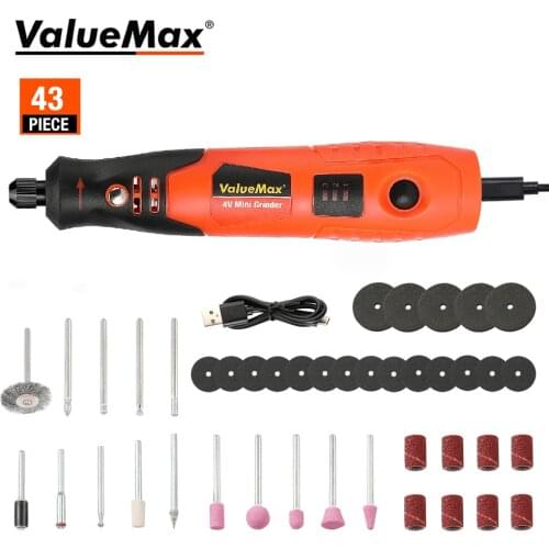 ValueMax 43PC Cordless Mini Grinder Set USB Charging Variable Speed Rechargeable Grinder Tool Kit