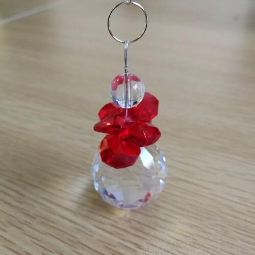 High Quality 10pcs 30mm Clear+Red Crystal Diy Cut Glass Jewelry Wedding Home Decoration&Gifts