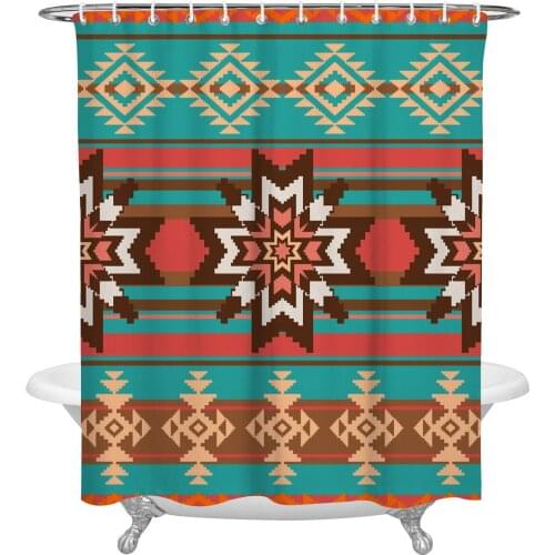 Geometric Flower Line Texture Shower Curtain Waterproof Polyester Fabric Shower Curtains Home Decoration Curtain with Hook