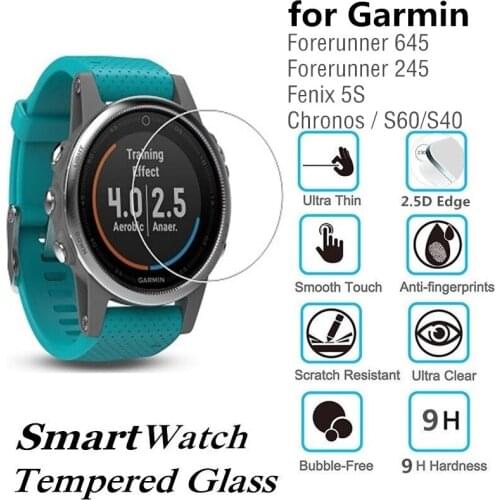 100PCS Tempered Glass for Garmin Forerunner 245 Fenix 5S Smart Watch Screen Protector Forerunner 645 Protective Film
