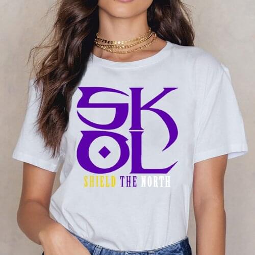 Tops T Shirt Women Skol Vikings Shield The North Salute Chant Minneso Funny Harajuku Short Female Shirt