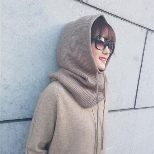 Women Multifunction Scarf Hat Cashmere Wool Blend Knitted Even The Neck Hats Winter Soft Warm Solid Color Head Cap gorros mujer