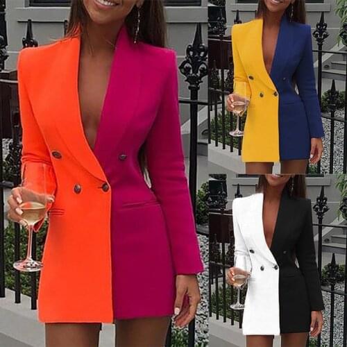Office Lady Khaki Button Blazer Dress Women Long Sleeve Casual High Waist Belt Dress Elegant Lapel Work Wear OL Dresses Fashion