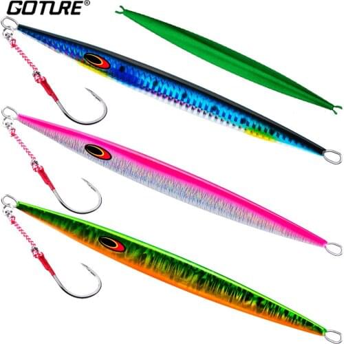 Goture 1PC Metal Fishing Lure 80g 100g 150g Spoon Jig Lead Hard Artificial Bait for Bass Trout Long Shore Casting Fishing Lure