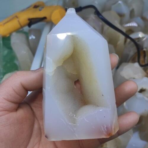 1pcs Natural Pillar Agate Cave Quartz MineralHealing Stones Gift Rough Home Decor Reiki Polished Crafts